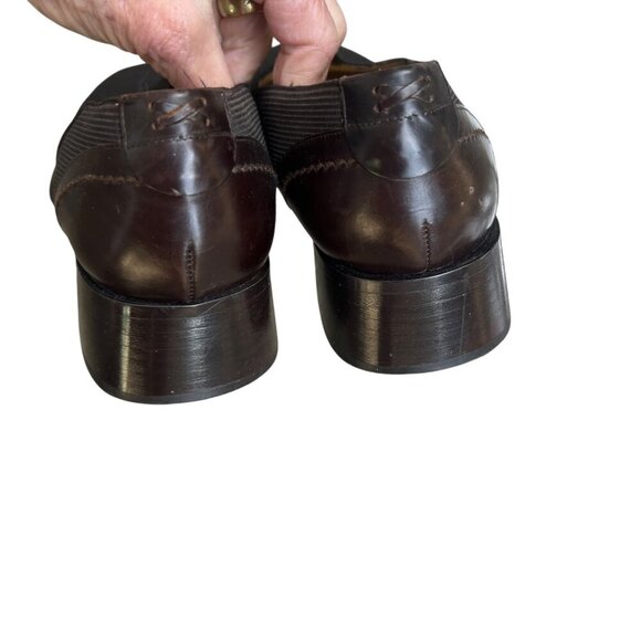 Via Spiga Brown Mesh Upper and Leather Slip On Block Heel 9.5 Medium - Picture 2 of 11